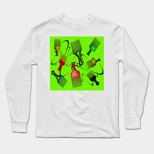 Afro Comb - Green Long Sleeve T-Shirt